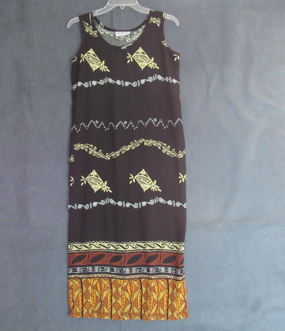 California Krush Dress Womens Size S Black Graphic Tribal Boho Maxi Shift Y2K
